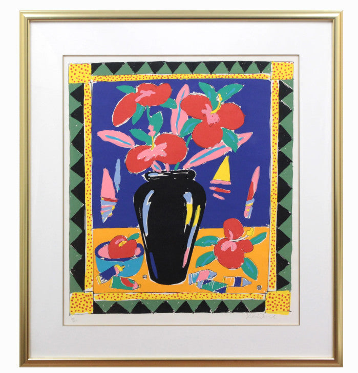Ken Done "Flowers" Lithograph Edition Autographed Framed 490/ 500