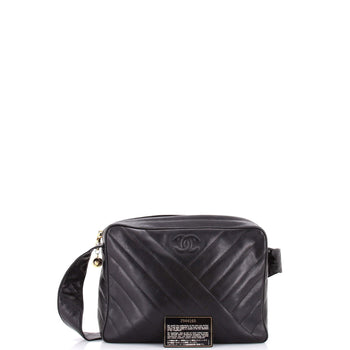 Chanel Vintage Cc Camera Shoulder Bag Diagonal Quilted Caviar Medium