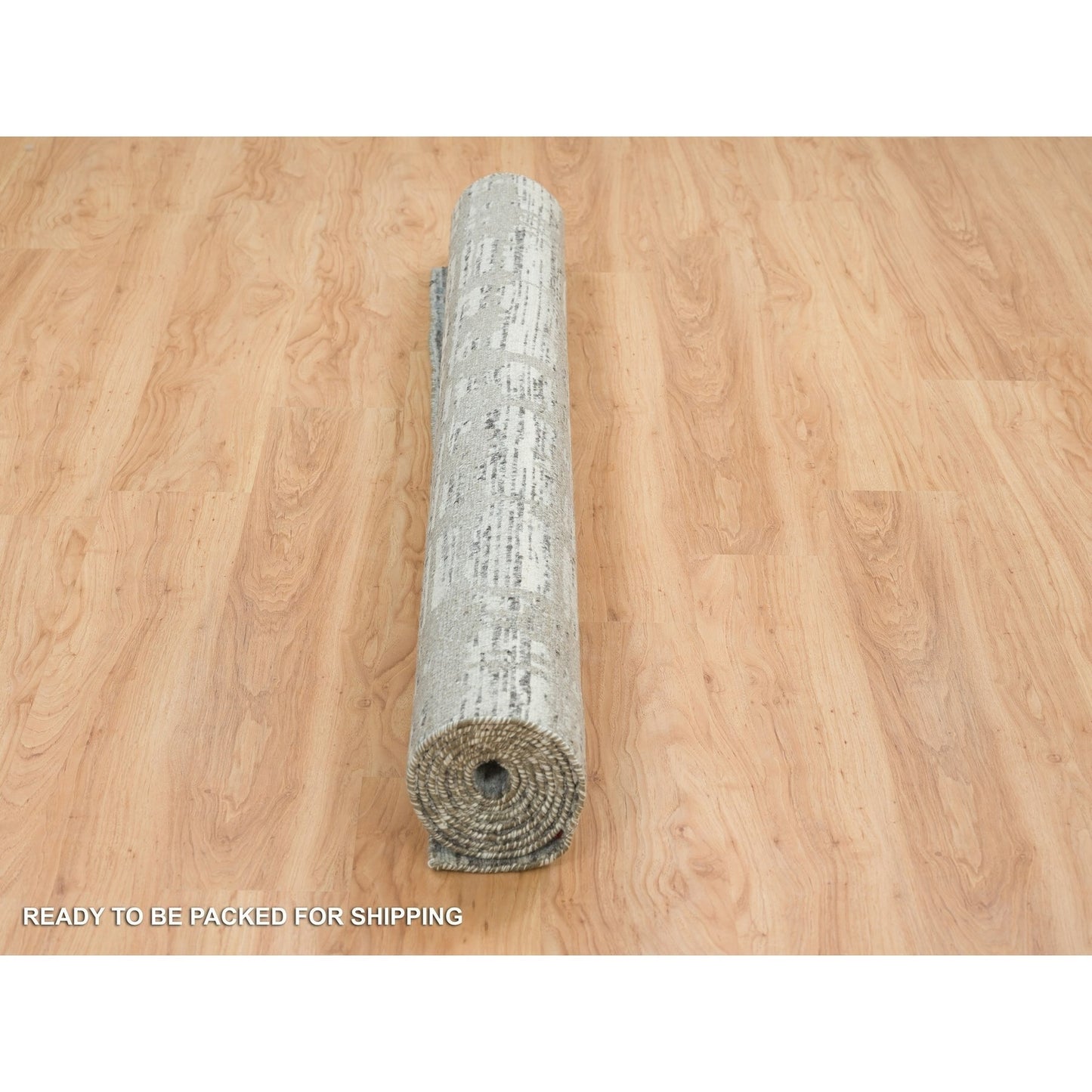 6'1"X9'2" Dark Grey Hand Knotted Undyed Natural Wool Oriental Rug