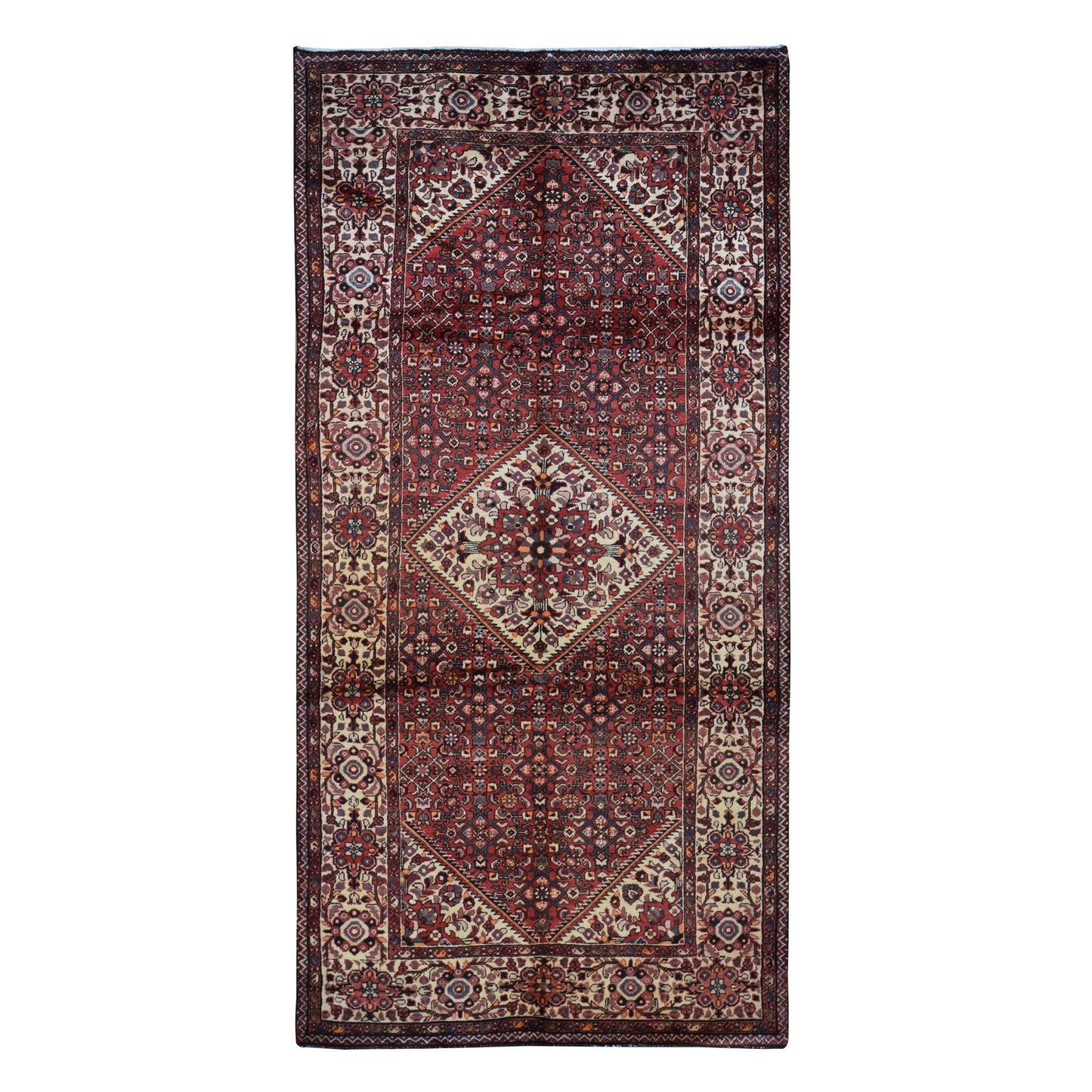 5'3"X11' Red New Zoroastrian Baktiarjoon Wool Hand Knotted Runner Rug