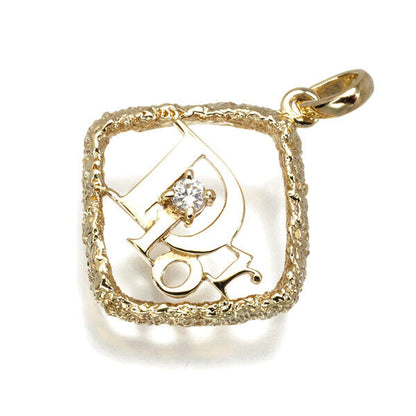 Christian Dior Pendant Diamond Logo 18K 750 Yellow Gold