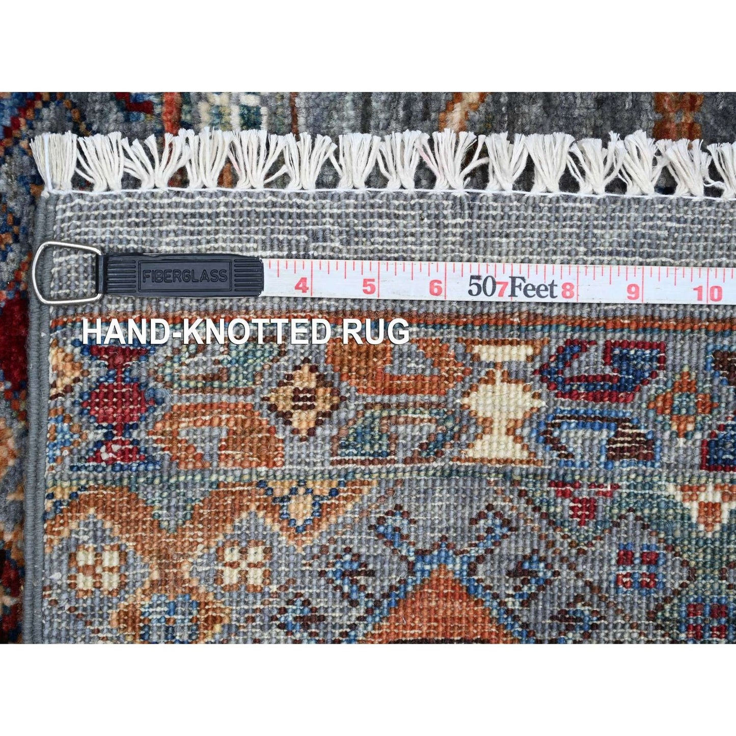 3'1"x4'3" Gray Afghan Super Kazak Hand Knotted Wool Sample Mat Rug
