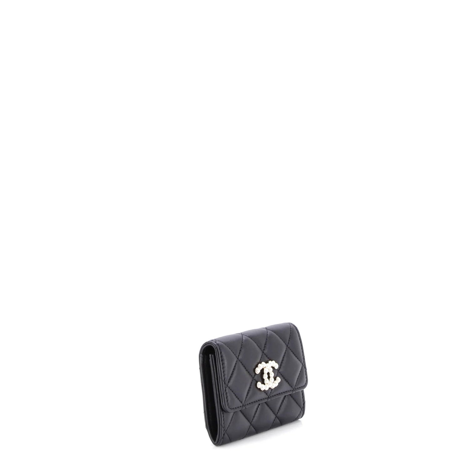Chanel Cc Pearl Flap Coin Purse Quilt Lambskin