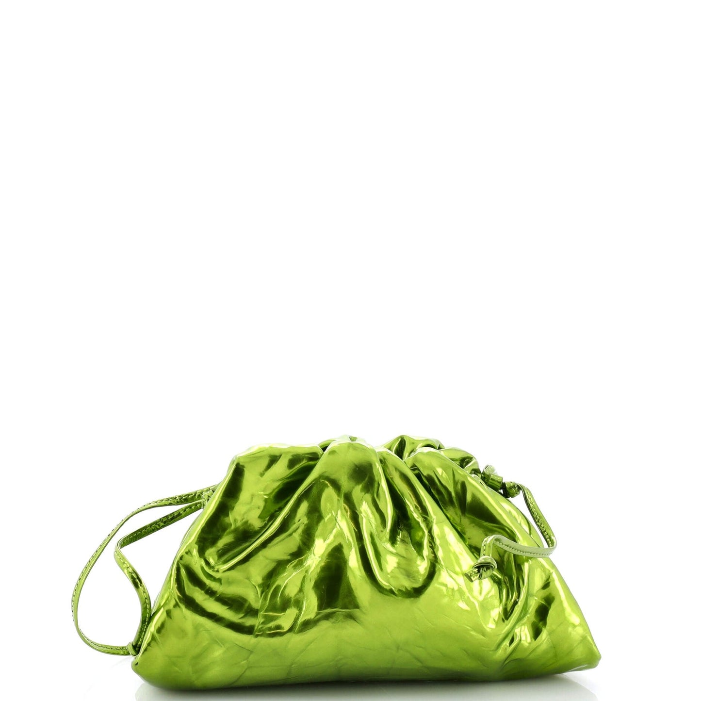 Bottega Veneta The Pouch Crinkled Metallic Leather Mini