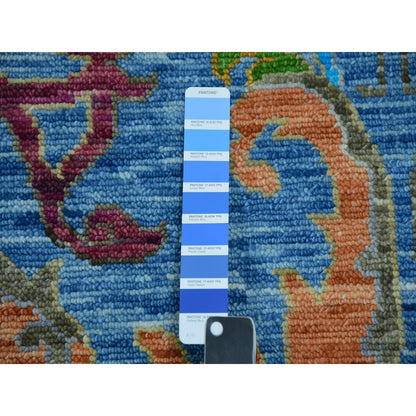 12'3"X15' Blue 100% Wool Colorful Oushak Weave Hand Knotted Oversized Rug