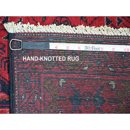 2'6"X6'3" Red Afghan Andkhoy Soft Wool Hand Knotted Runner Oriental Rug