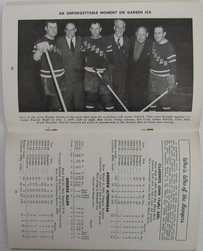 Media Press Guide Blue Book Yearbook Rangers New York 1948/ 49