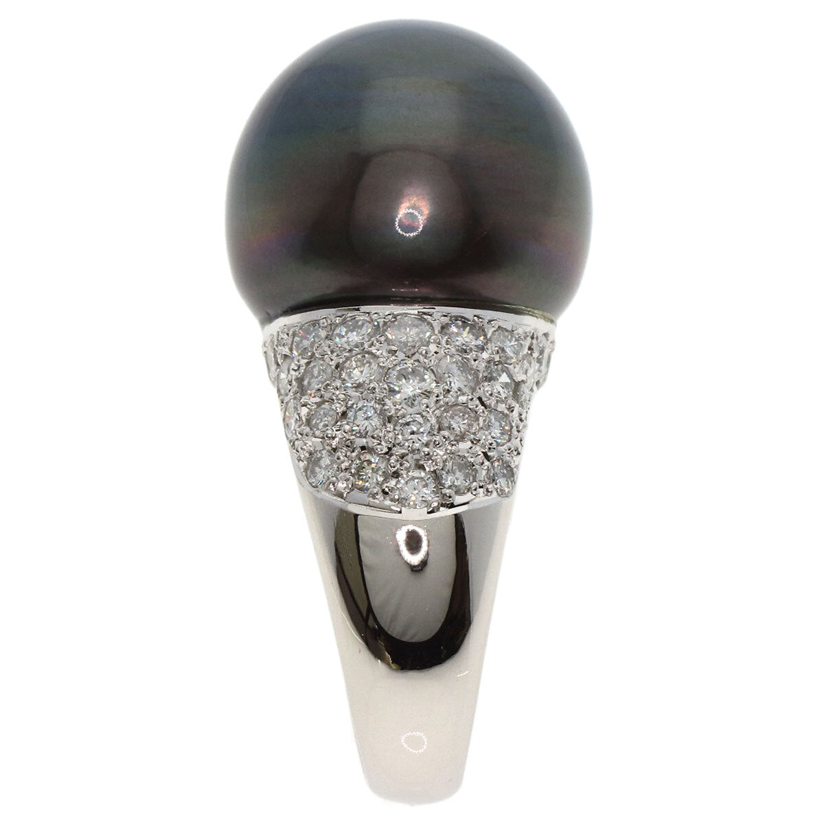 South Sea Black Pearl Pearl Diamond Ring Platinum
