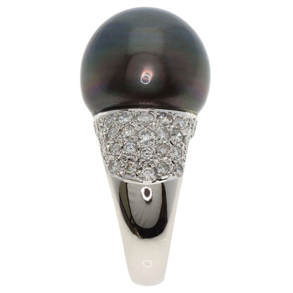 South Sea Black Pearl Pearl Diamond Ring Platinum