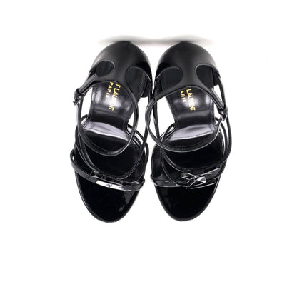 Saint Laurent Women'S Cassandra Heeled Sandals Patent 100