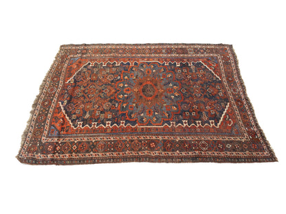Antique Tribal Farmhouse Wool Rug Oriental Foyer