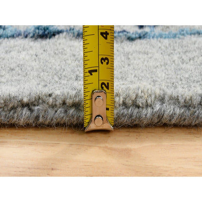 10'X10' Gray Fine Jacquard Wool And Silk Hand Loomed Square Rug