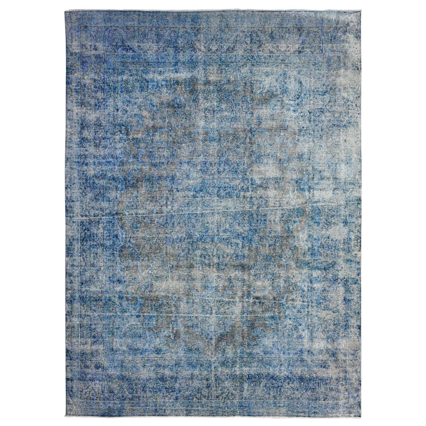 9'7"X13'1" Bayern Blue Overdyed Vintage Zoroastrian Karman Oriental Rug