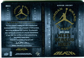 2013 Upper Deck Ud3 Jordan Brand Next Versus Next #Jbc3-8 Irving/Kidd-Gilchrist/