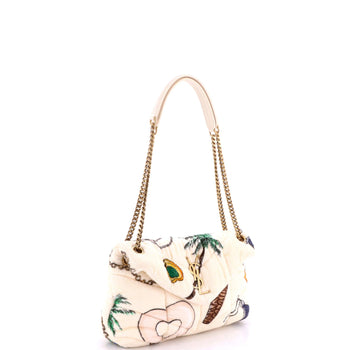 Saint Laurent Loulou Puffer Shoulder Bag Quilted Printed Terry Cloth Small