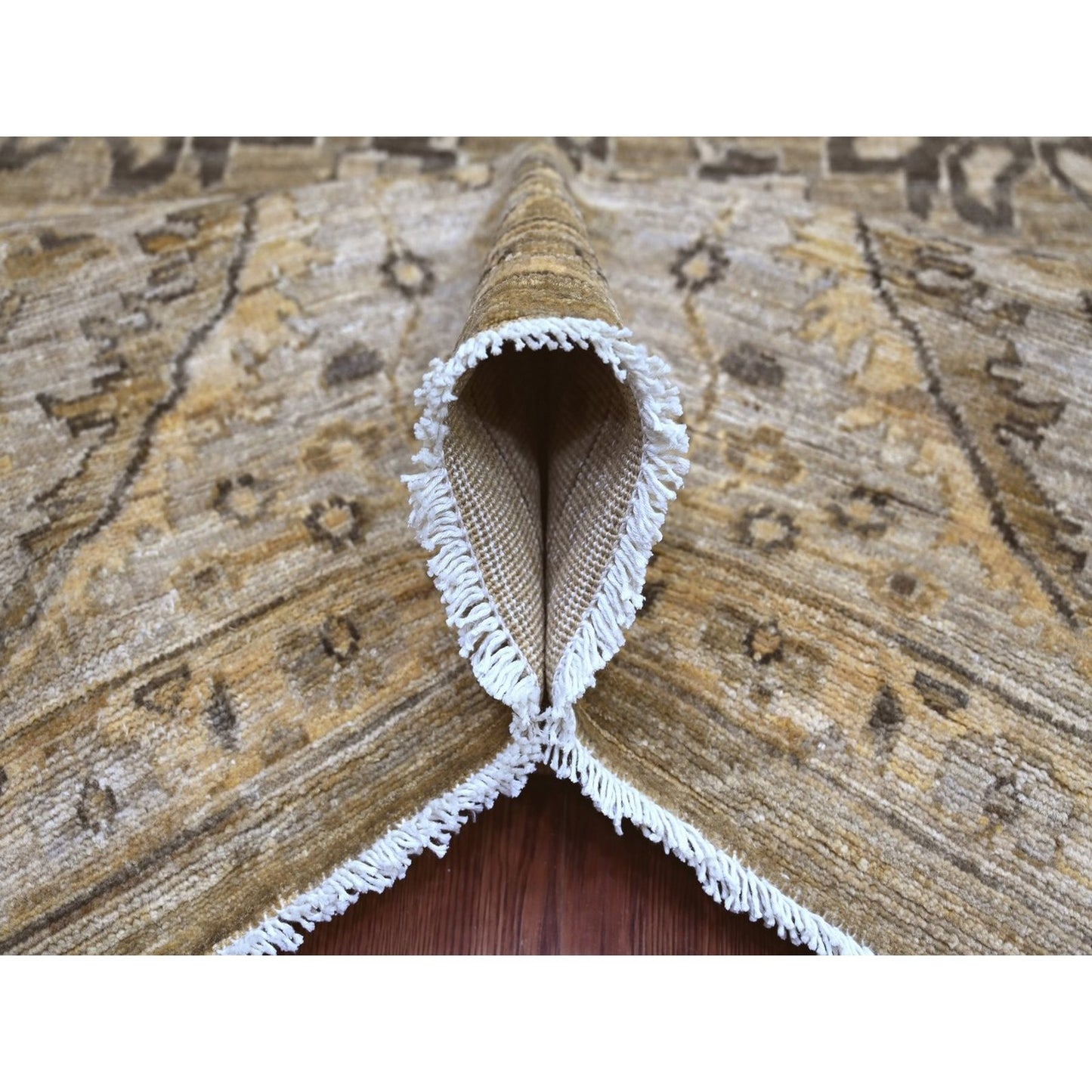 9'x12' Brown Peshawar with Heris All Over Design Wool Hand Knotted Rug