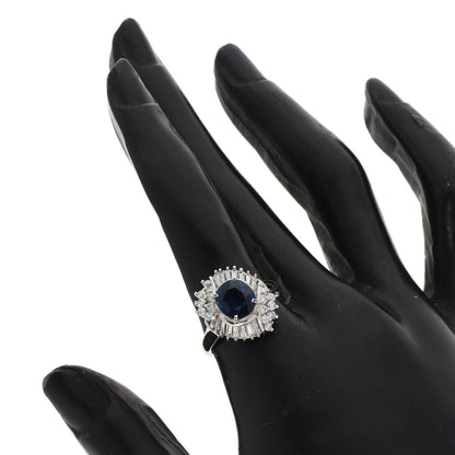 2.216Ct Sapphire Diamond Ring Platinum Pt900 7.71G