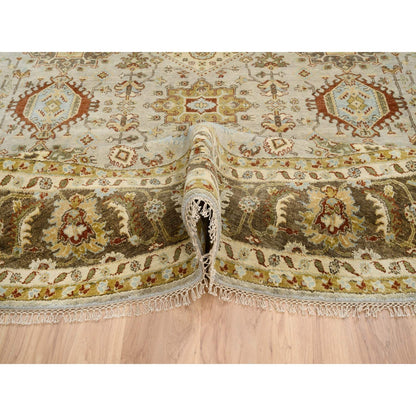 10'X10' Light Gray Karjihooz Design Pure Wool Hand Knotted Round Rug