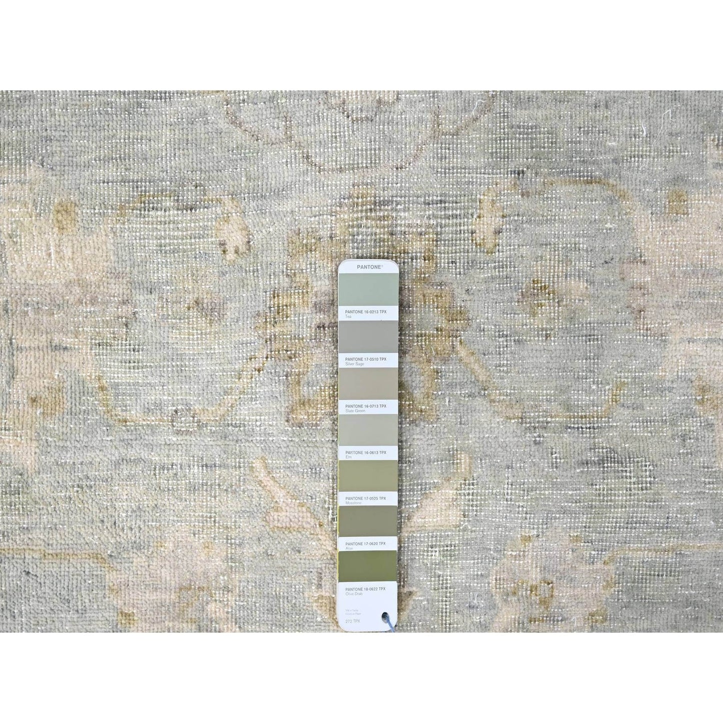 9'X12'2" Gray Antiqued Ziegler Mahal Design Pure Wool Hand Knotted Rug