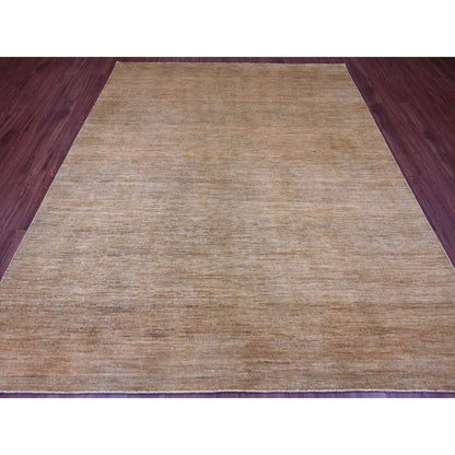 7'10"X9'5" Tawny Brown Plain Solid Pattern Ghazni Wool Hand Knotted Rug