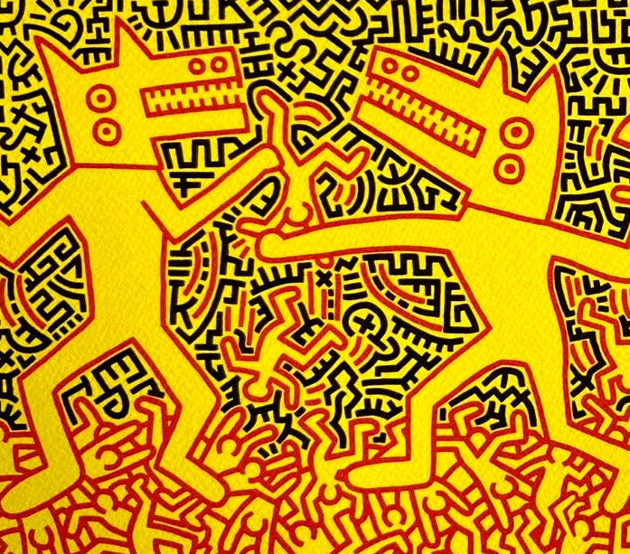 Keith Haring Lithograph From A Painting ' Coa Signed In Pen ' Hand Numbered