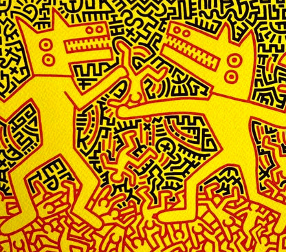 Keith Haring Lithograph From A Painting ' Coa Signed In Pen ' Hand Numbered