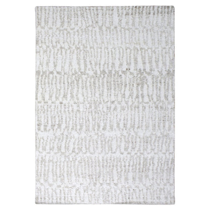 9'1"X12'1" Ivory Minimalist Swedish Design Hand Knotted Natural Wool Rug