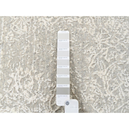 6'X6' Beige Wool And Silk Hand Loomed Fine Jacquard Round Rug