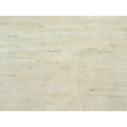 2'6"X8'2" White Pure Wool Hand Knotted Denser Weave Runner Oriental Rug