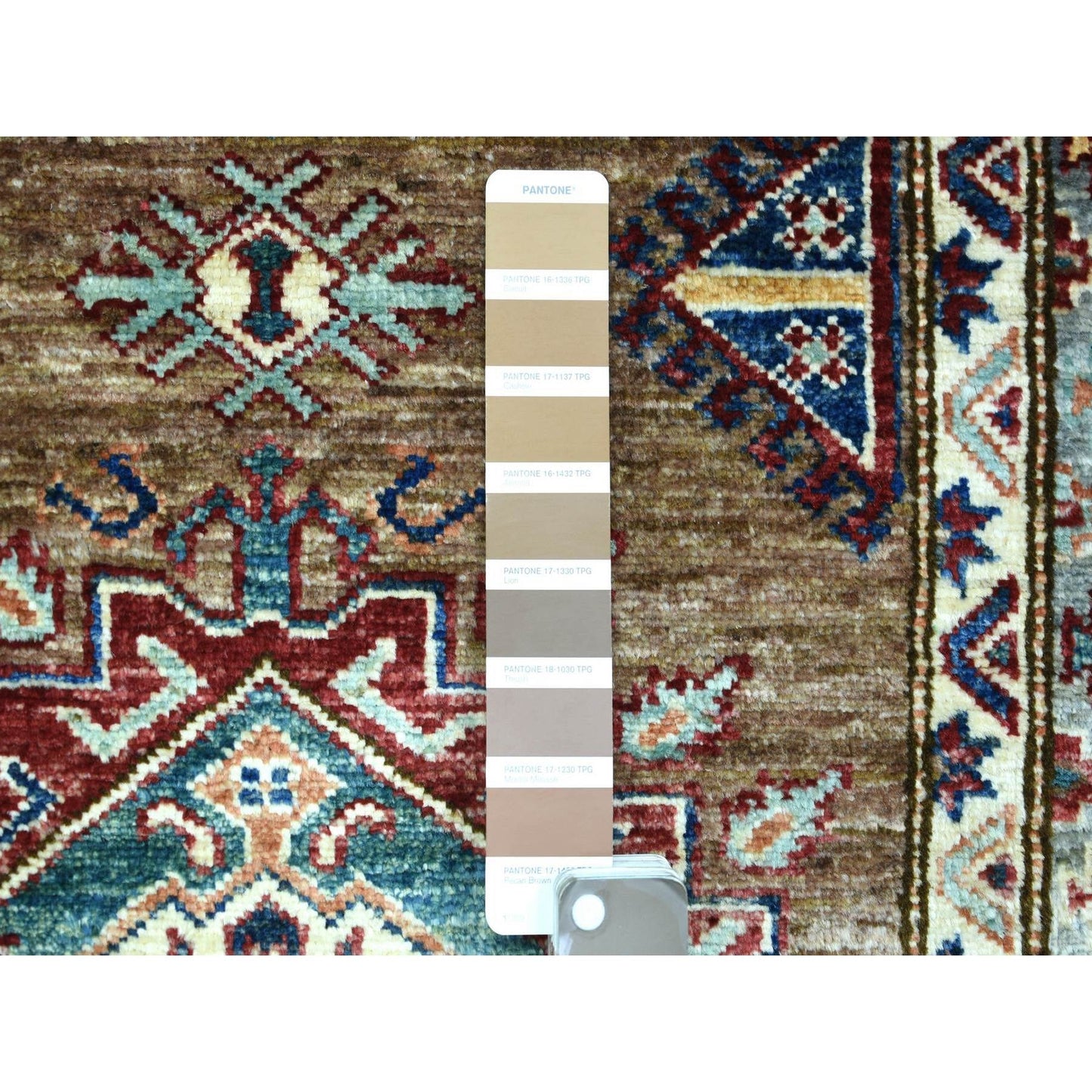 2'8"X8'6" Brown Afghan Super Kazak Hand Knotted Ghazni Wool Runner Rug