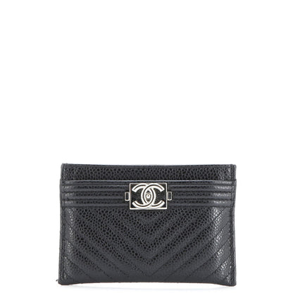 Chanel Boy Card Holder Quilted Caviar