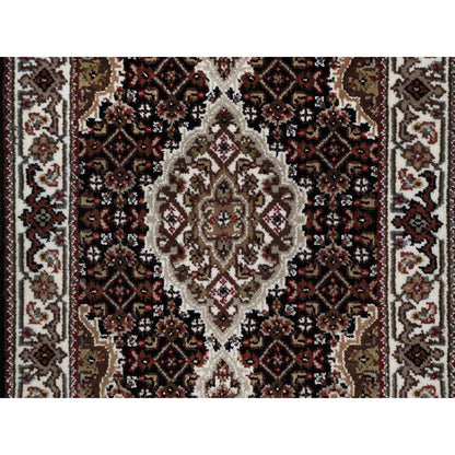 2'X3' Black Tebraz Mahi With Medallion Design Wool Hand Knotted Small Rug