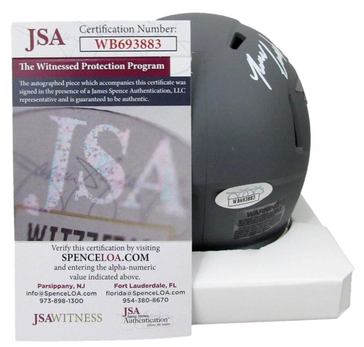 Nolan Smith Signed/Auto Slate Mini Football Helmet Eagles Jsa 193468