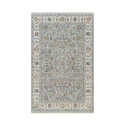Rug 6'x9'4" Light Blue Nain Wool & Silk Hand Knotted 250 KPSI Oriental