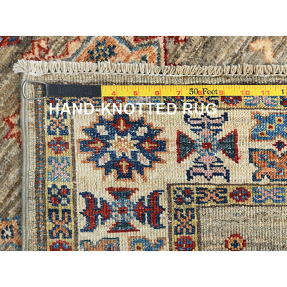 2'10"X8'3" Ecru Color Wool Hand Knotted Afghan Super Kazak Runner Rug
