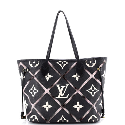Louis Vuitton Neverfull Nm Tote Monogram Empreinte Giant Broderies Mm