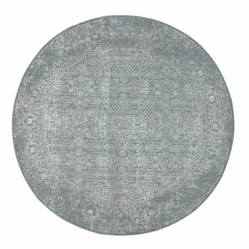 8'X8' Gray Fine Jacquard Hand Loomed Modern Wool And Art Silk Oriental Rug