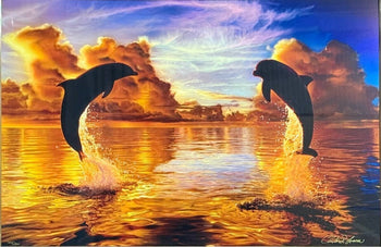 Christian Riese Lassen Celestial Harmony (L) Signed With 3 Diamonds Dolphin Art