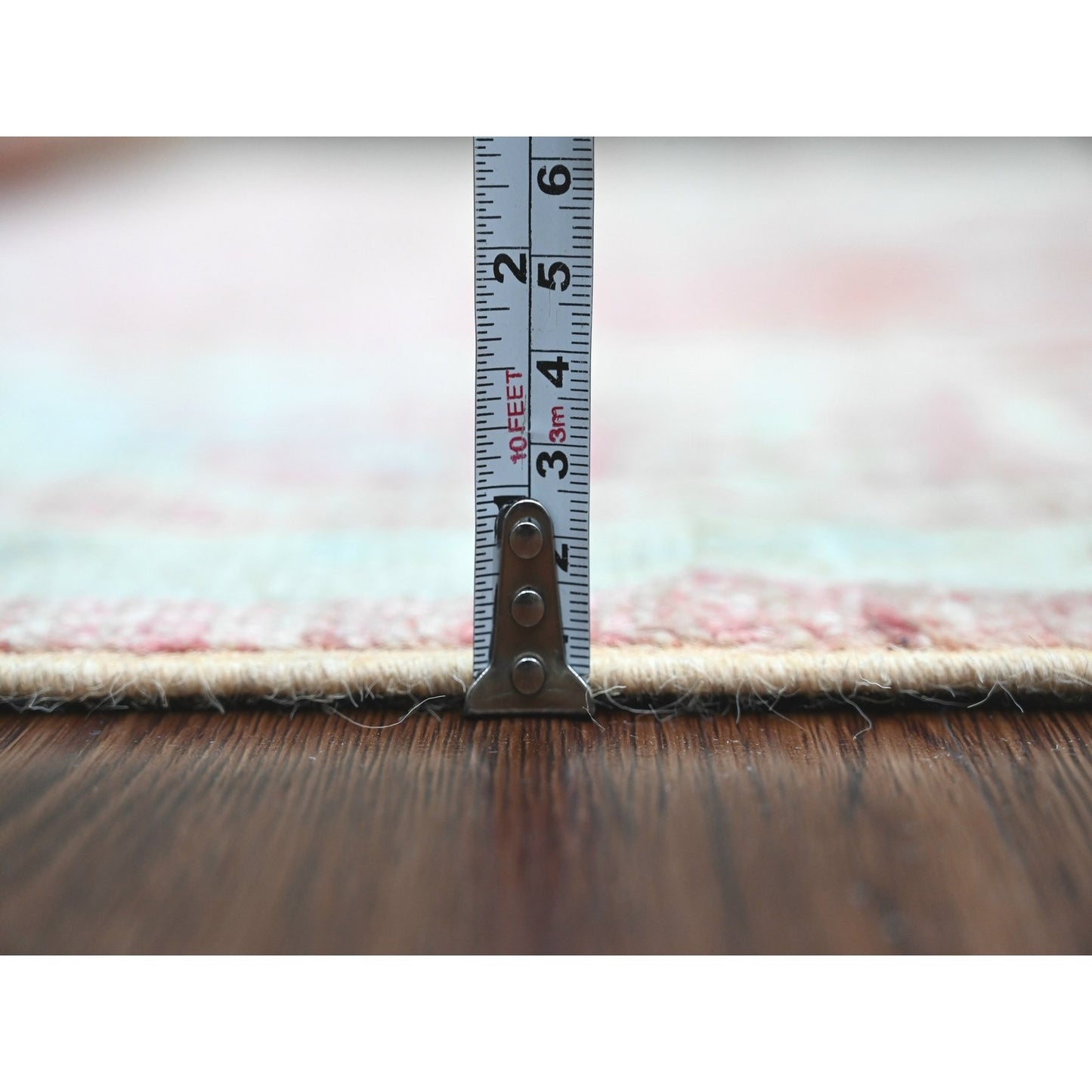 5'9"X8'9" Pink Hand Knotted Afghan Angora Oushak Leaf Design All Wool Rug