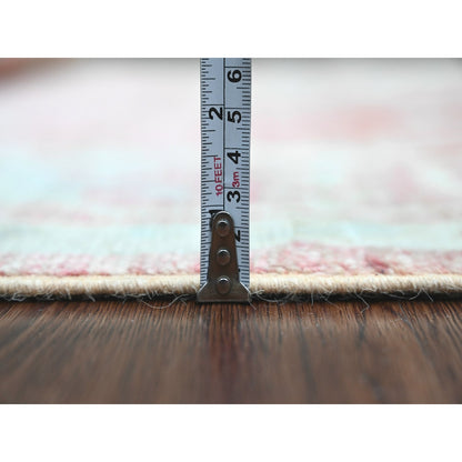 5'9"X8'9" Pink Hand Knotted Afghan Angora Oushak Leaf Design All Wool Rug