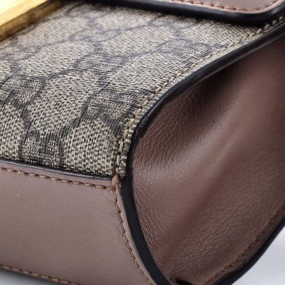 Gucci Pearly Padlock Shoulder Bag Gg Coated Canvas With Studded Leather Small