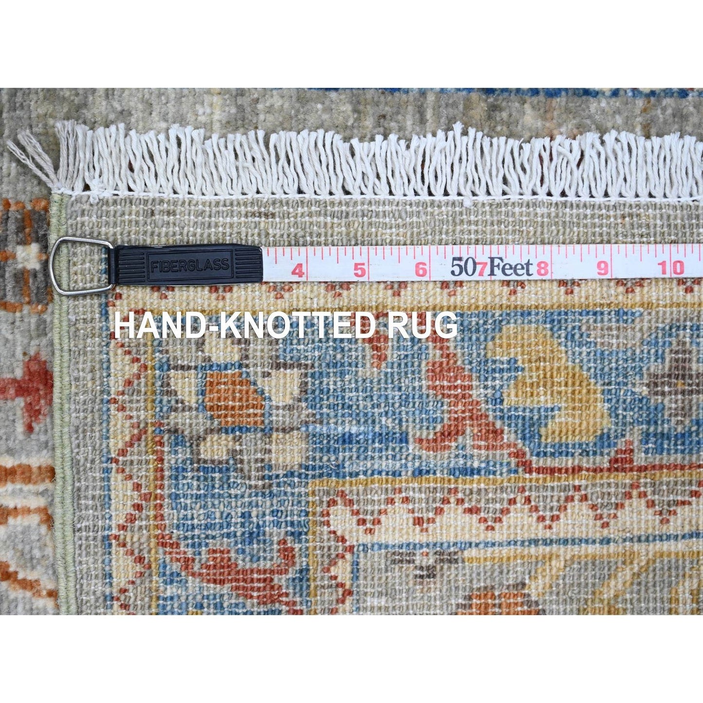 2'7"X10'2" Gray Caucasian Akstafa Design Hand Knotted All Wool Runner Rug