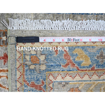 2'7"X10'2" Gray Caucasian Akstafa Design Hand Knotted All Wool Runner Rug