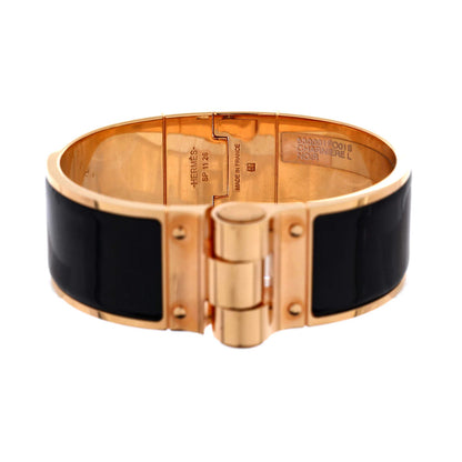 Hermes Charniere Uni Hinged Bracelet Metal And Enamel Wide