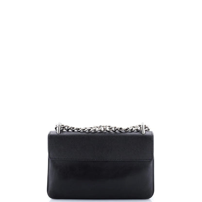 Prada Chain Flap Crossbody Bag Tessuto And Saffiano Leather Medium