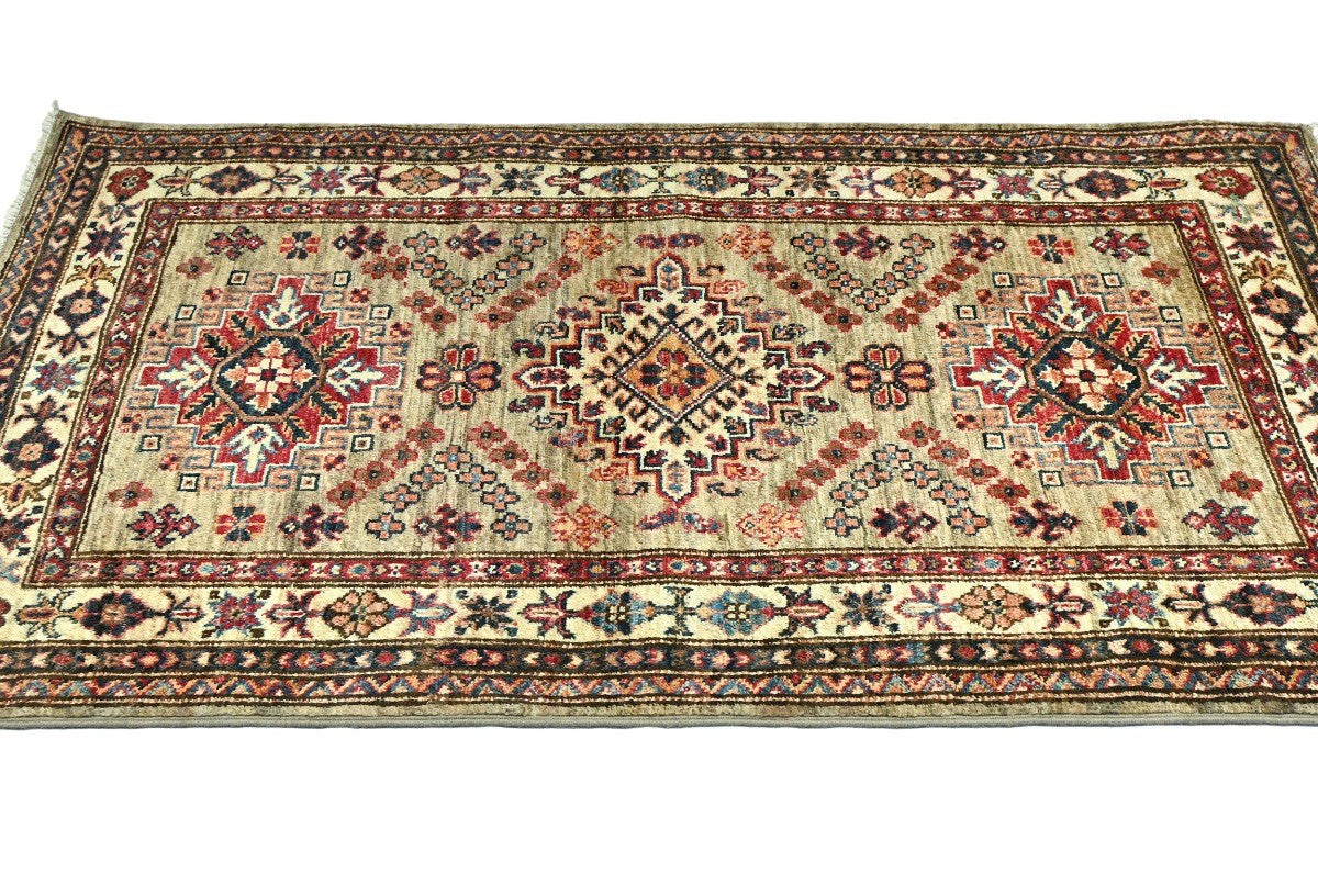 Tribal Geometric Kazak Oriental Rug Small Farmhouse Bedroom Carpet 3X4 ft