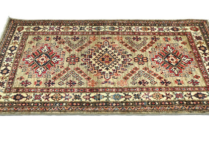 Tribal Geometric Kazak Oriental Rug Small Farmhouse Bedroom Carpet 3X4 ft