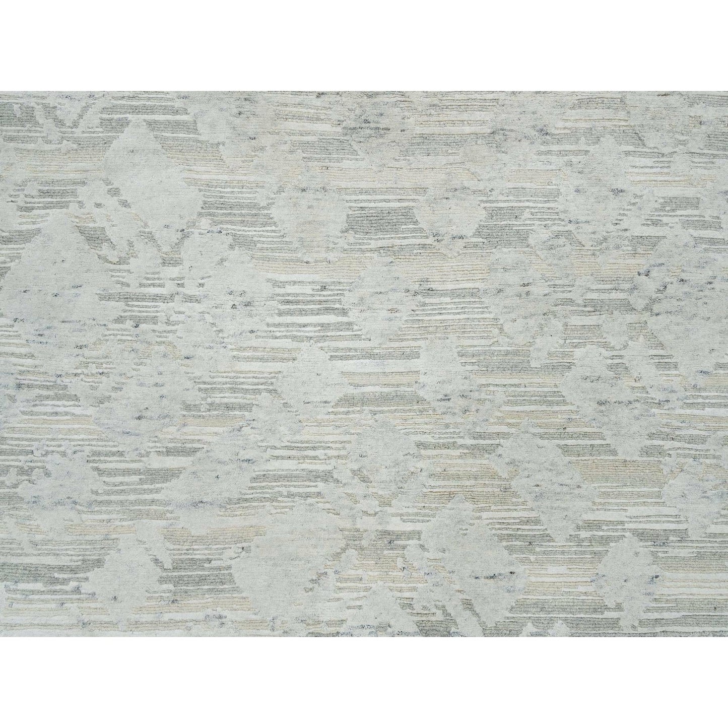 6'1"X6'2" Ivory Modern Design Undyed Natural Wool Hand Knotted Square Rug