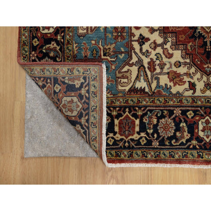 5'2"X7'2" Red Antiqued Heris Recreation New Zealand Wool Hand Knotted Rug