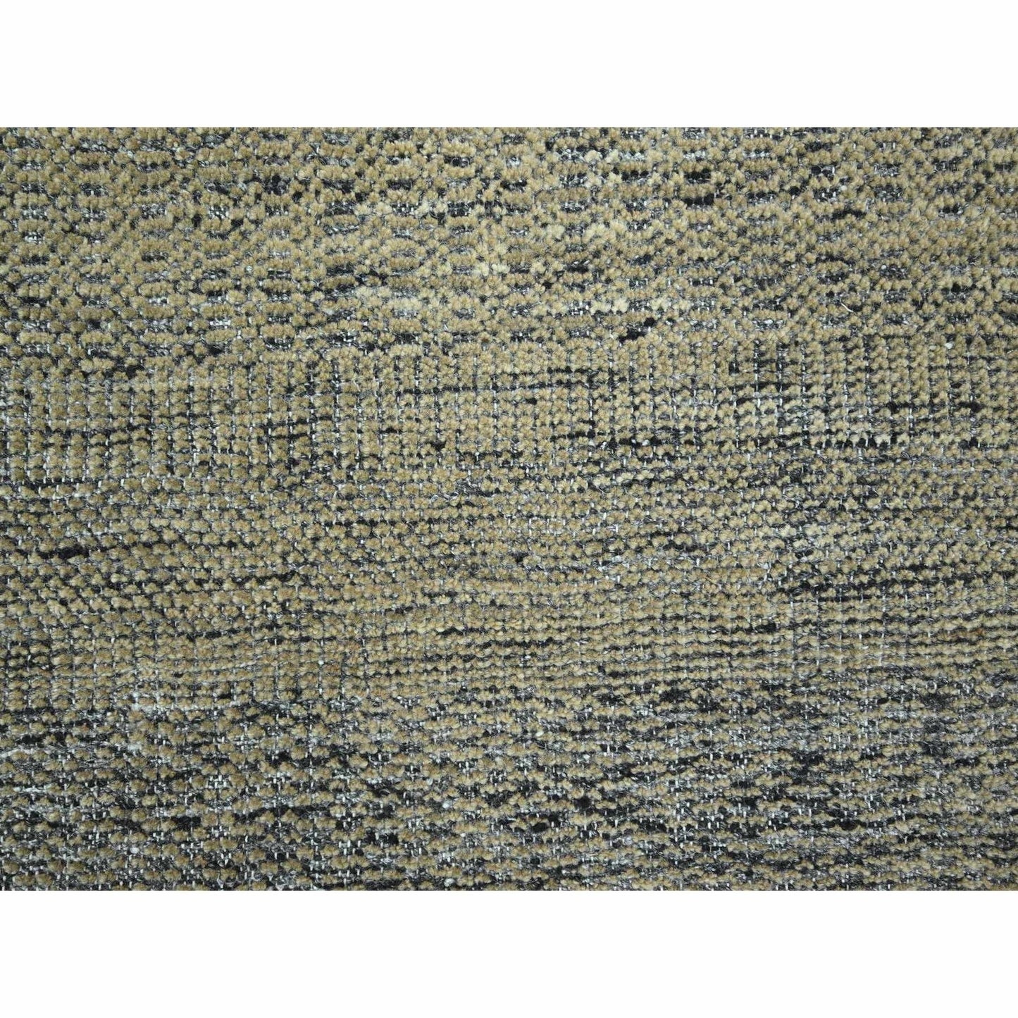 10'X14' Brown & Black Oxidized Grass Design Pure Wool Hand Knotted Rug